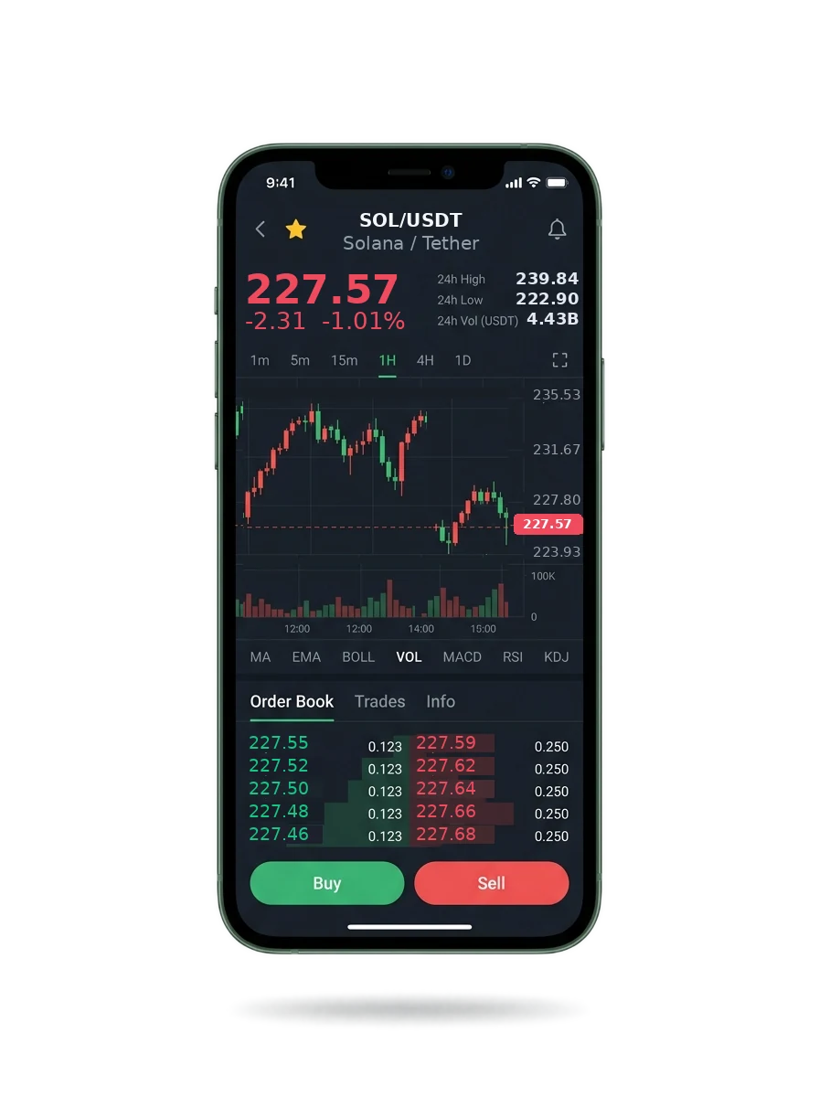 Mobile app screen showing a portfolio summary and a message thread with an account manager